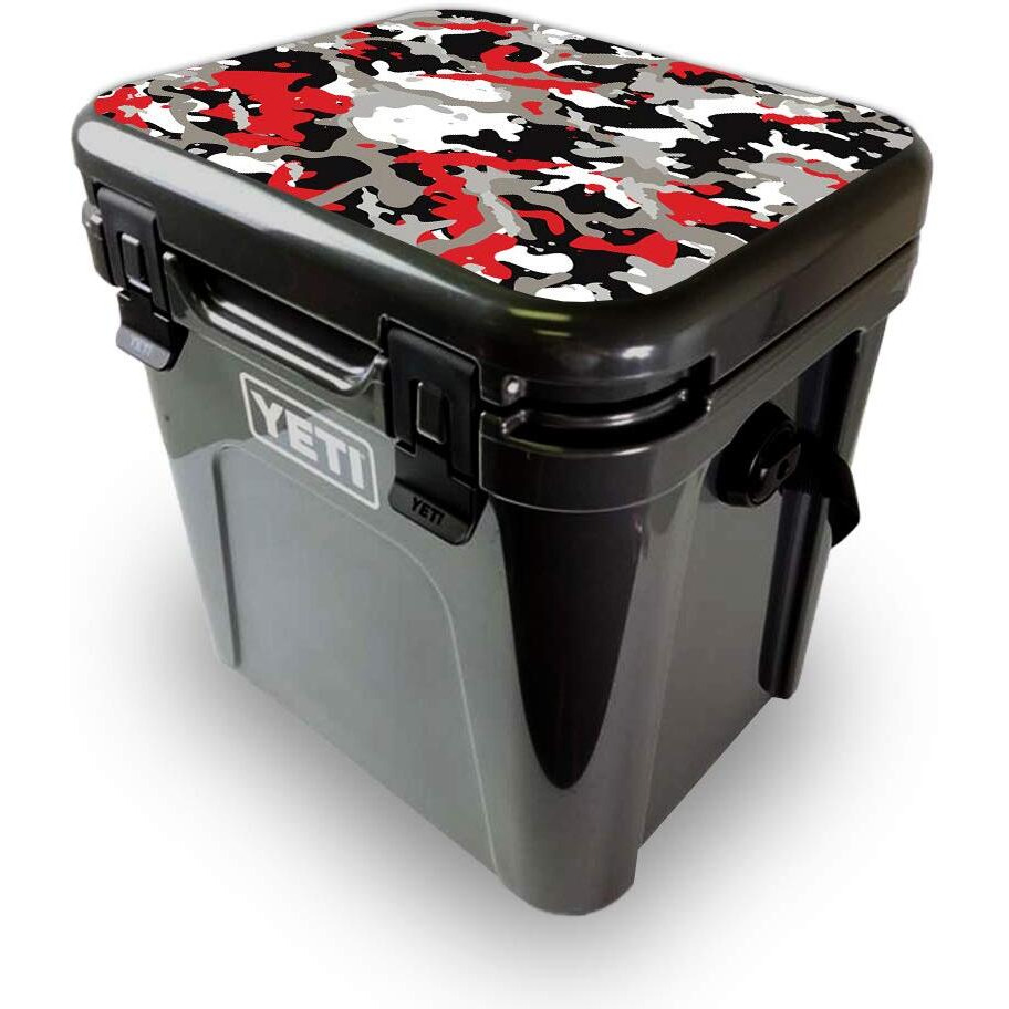 MightySkins YEROA24LID-Red camo Skin for Yeti Roadie 24 Hard cooler Lid - Red camo