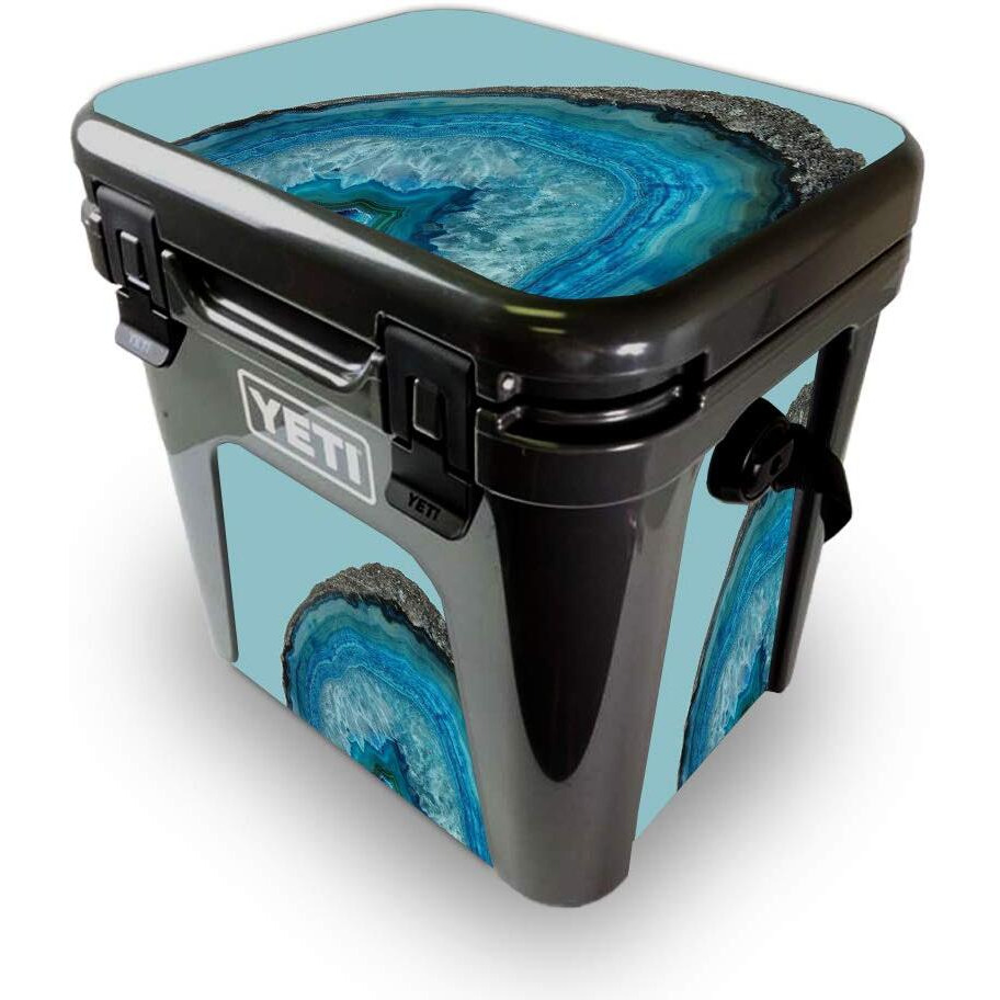 MightySkins YEROAD24-Blue Agate Skin for Yeti Roadie 24 Hard cooler - Blue Agate