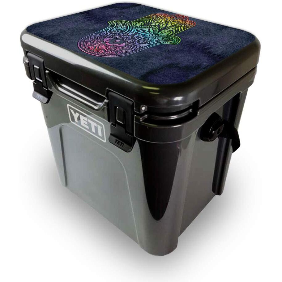 MightySkins YEROA24LID-Rainbow Hamsa Skin for Yeti Roadie 24 Hard cooler Lid - Rainbow Hamsa