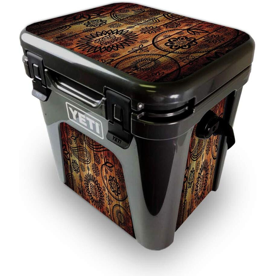MightySkins YEROAD24-Wooden Floral Skin for Yeti Roadie 24 Hard cooler - Wooden Floral
