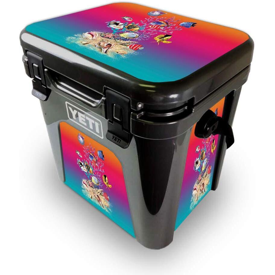 MightySkins YEROAD24-coral garden Skin for Yeti Roadie 24 Hard cooler - coral garden