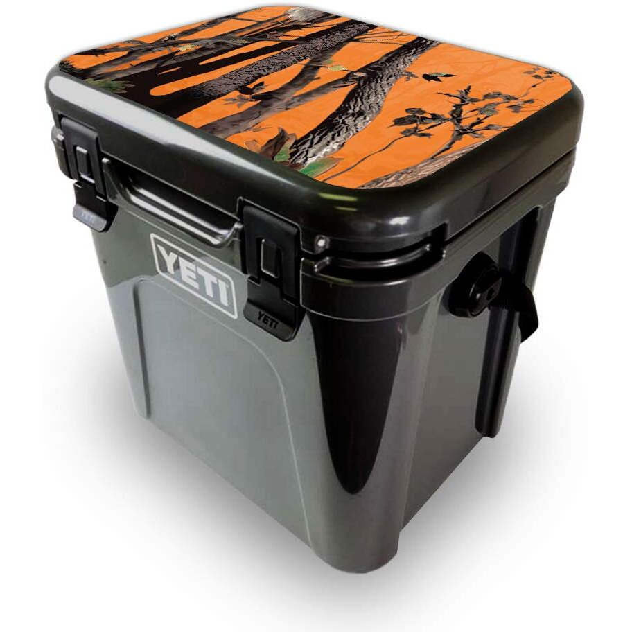 MightySkins YEROA24LID-Orange camo Skin for Yeti Roadie 24 Hard cooler Lid - Orange camo