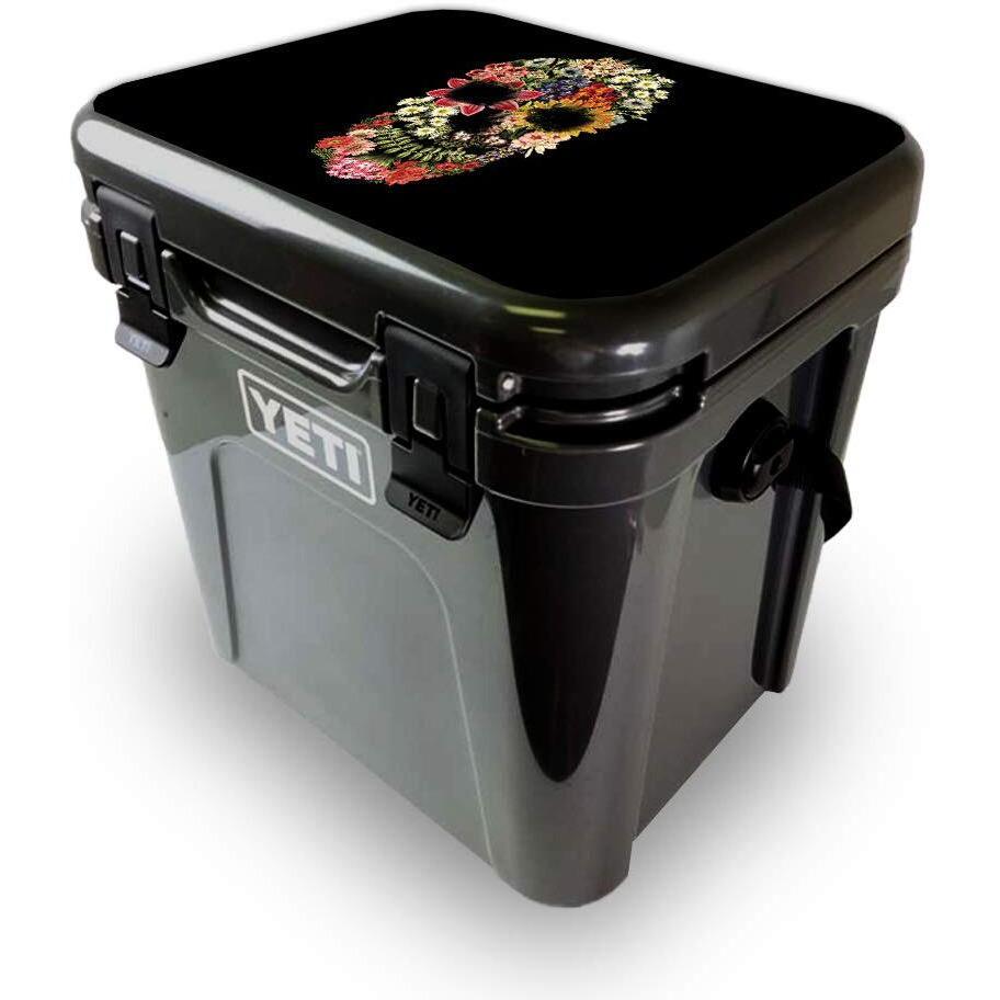 MightySkins YEROA24LID-Floral Skull Skin for Yeti Roadie 24 Hard cooler Lid - Floral Skull