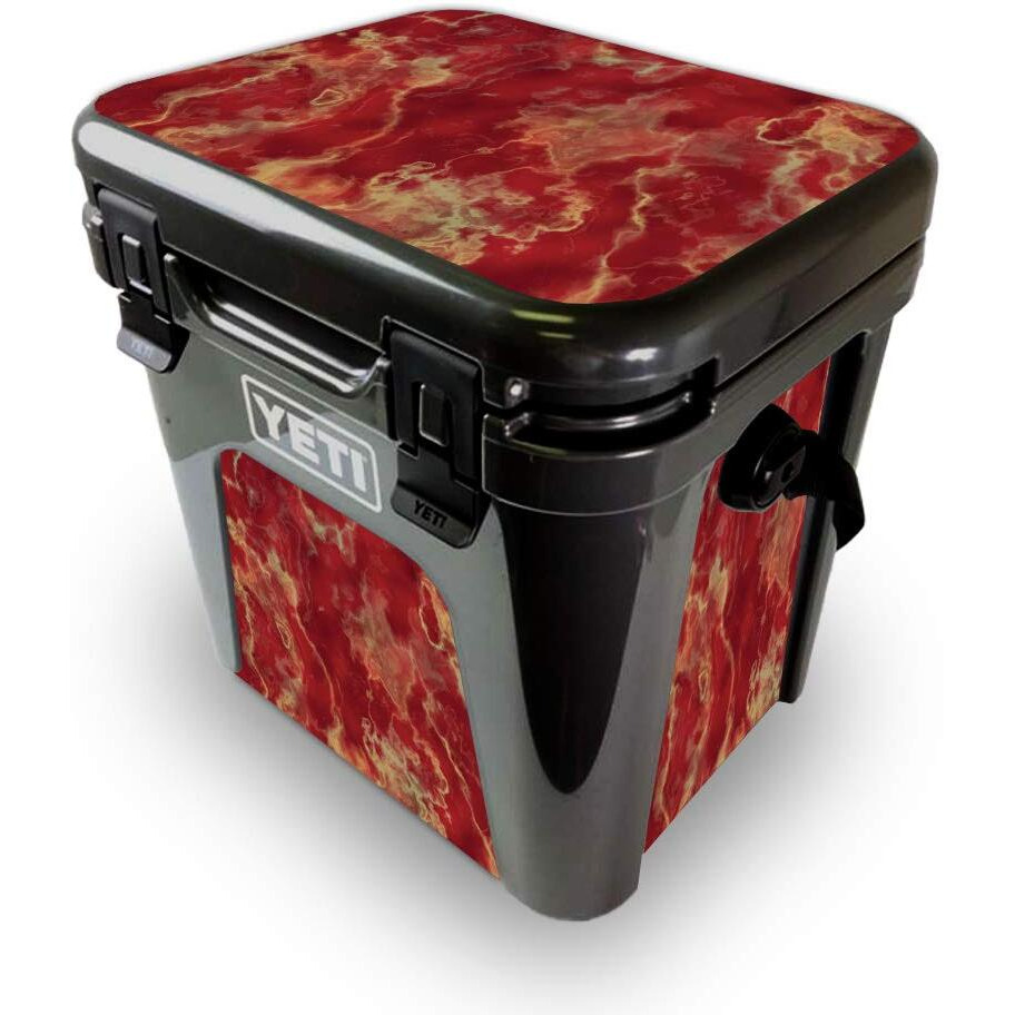 MightySkins YEROAD24-crimson Marble Skin for Yeti Roadie 24 Hard cooler - crimson Marble