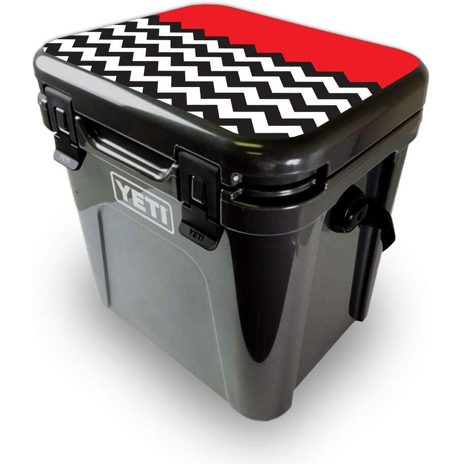 MightySkins YEROA24LID-Red chevron Skin for Yeti Roadie 24 Hard cooler Lid - Red chevron