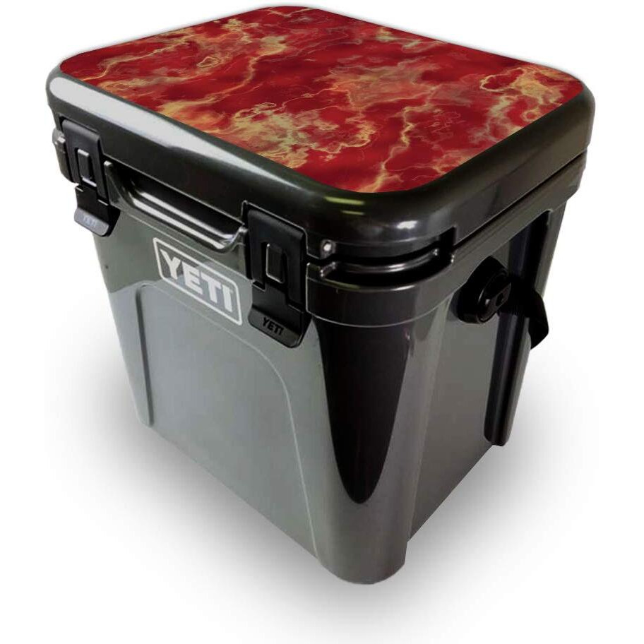 MightySkins YEROA24LID-crimson Marble Skin for Yeti Roadie 24 Hard cooler Lid - crimson Marble