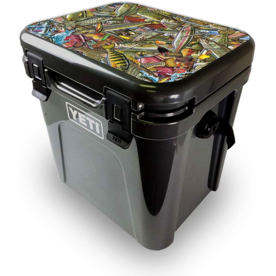 MightySkins YEROA24LID-Fish Puzzle Skin for Yeti Roadie 24 Hard cooler Lid - Fish Puzzle