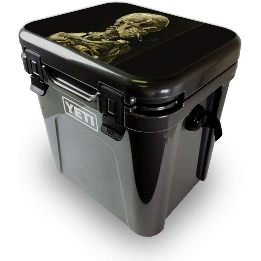 MightySkins YEROA24LID-Skull With cigarette Skin for Yeti Roadie 24 Hard cooler Lid - Skull with cigarette