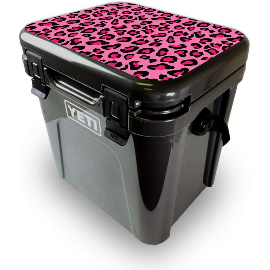 MightySkins YEROA24LID-Pink Leopard Skin for Yeti Roadie 24 Hard cooler Lid - Pink Leopard
