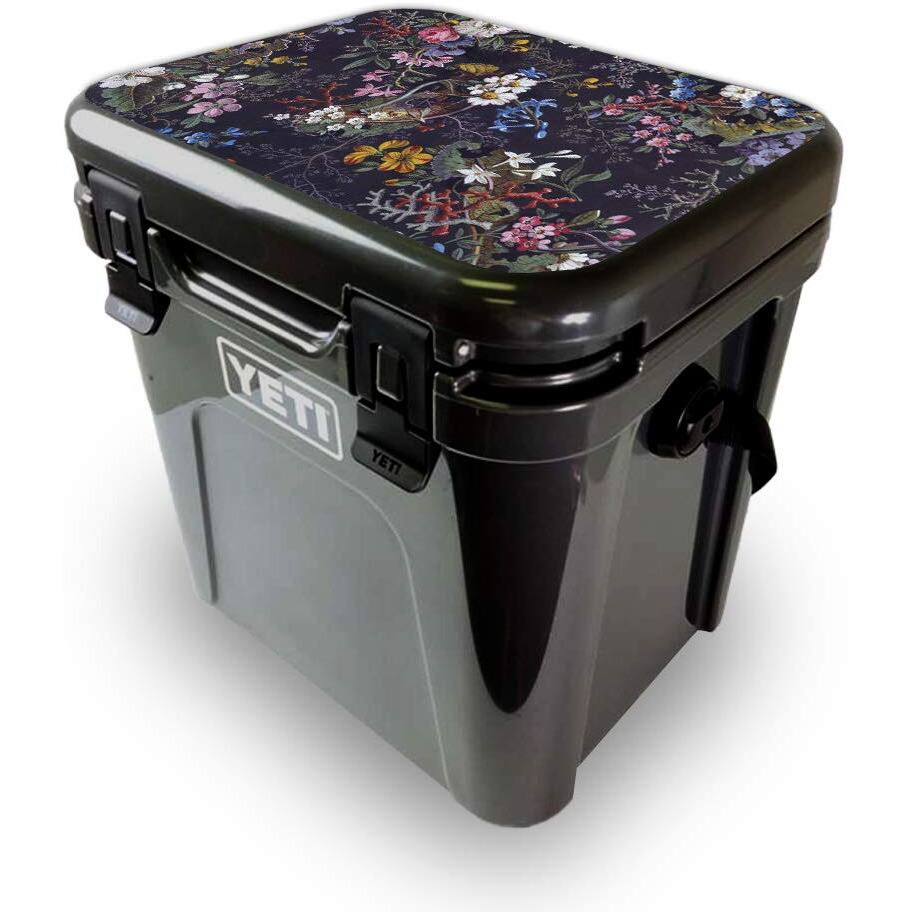 MightySkins YEROA24LID-Midnight Blossom Skin for Yeti Roadie 24 Hard cooler Lid - Midnight Blossom