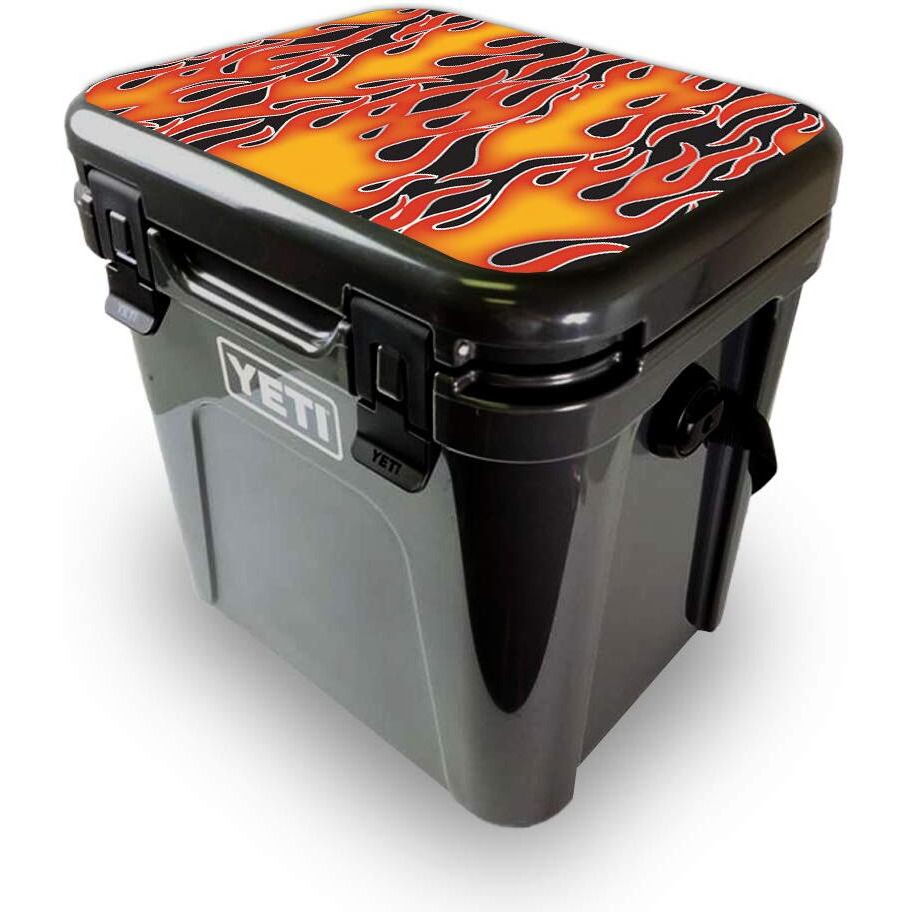 MightySkins YEROA24LID-Hot Flames Skin for Yeti Roadie 24 Hard cooler Lid - Hot Flames