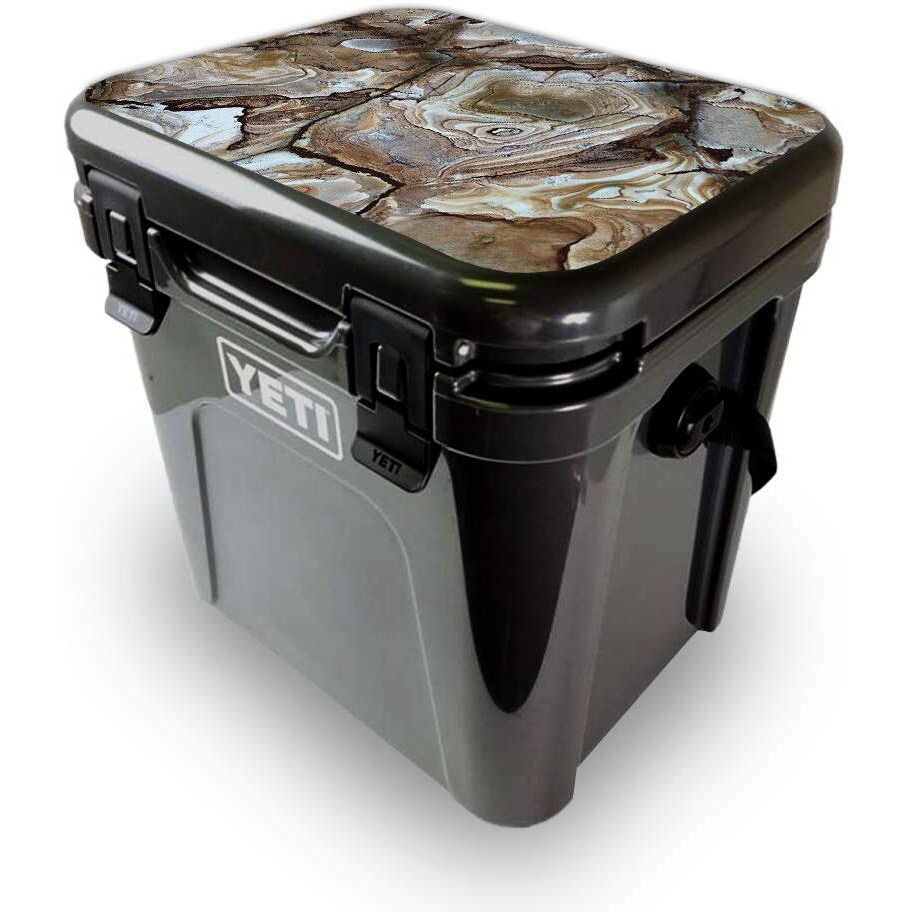 MightySkins YEROA24LID-Brown Marble Skin for Yeti Roadie 24 Hard cooler Lid - Brown Marble