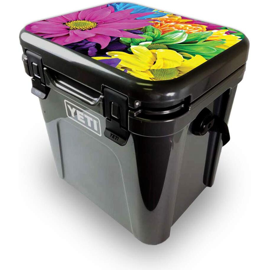 MightySkins YEROA24LID-colorful Flowers Skin for Yeti Roadie 24 Hard cooler Lid - colorful Flowers