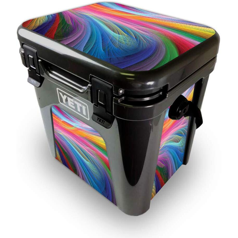 MightySkins YEROAD24-Rainbow Waves Skin for Yeti Roadie 24 Hard cooler - Rainbow Waves