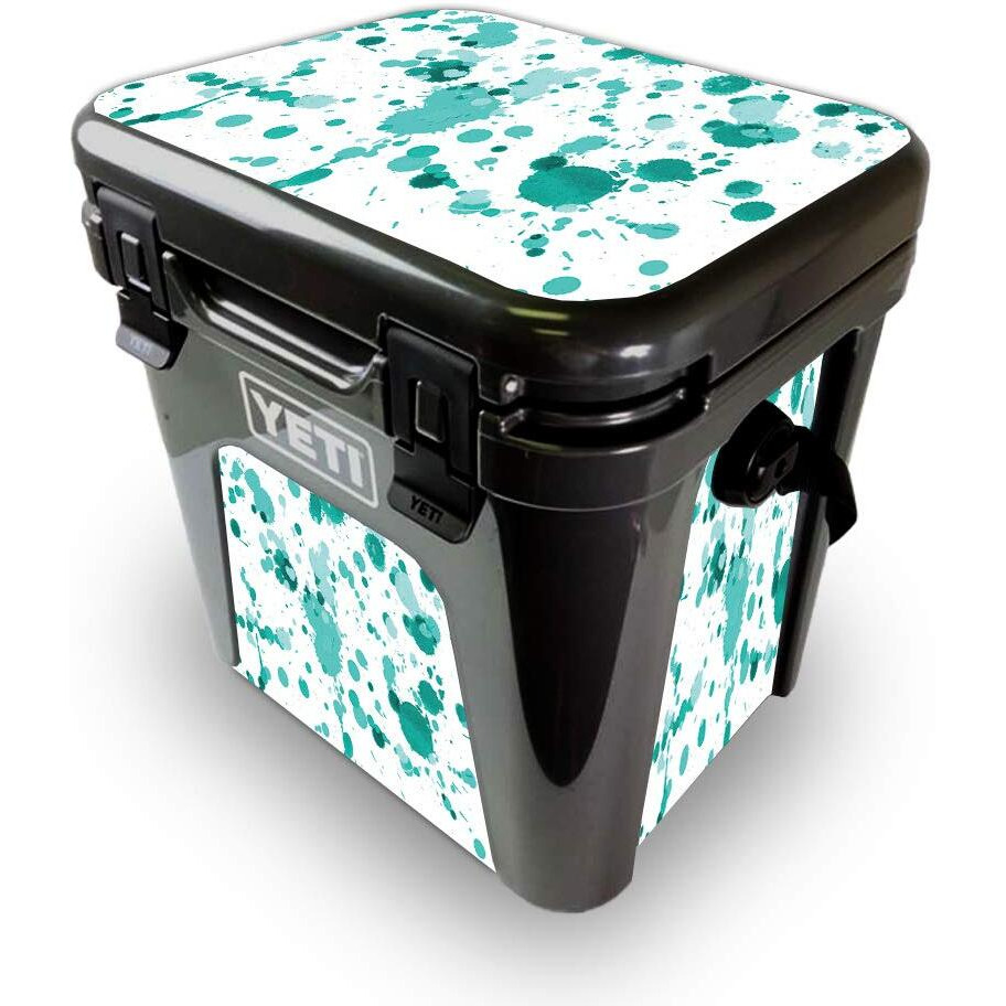 MightySkins YEROAD24-Teal Splatter Skin for Yeti Roadie 24 Hard cooler - Teal Splatter