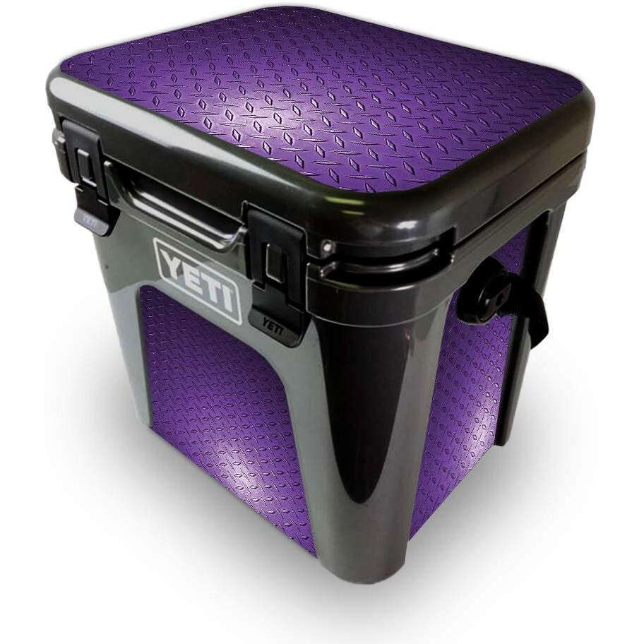 MightySkins YEROAD24-Purple Diamond Plate Skin for Yeti Roadie 24 Hard cooler - Purple Diamond Plate