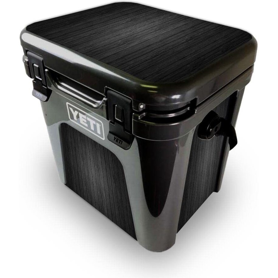 MightySkins YEROAD24-Black Wood Skin for Yeti Roadie 24 Hard cooler - Black Wood