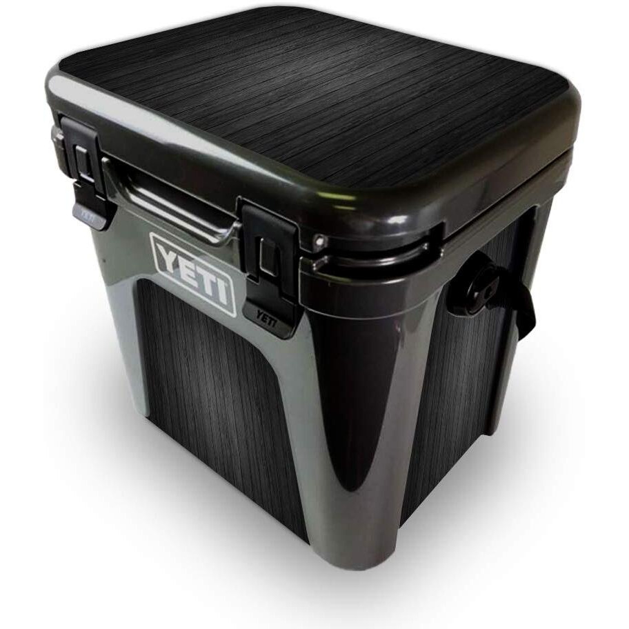 MightySkins YEROAD24-Black Wood Skin for Yeti Roadie 24 Hard cooler - Black Wood