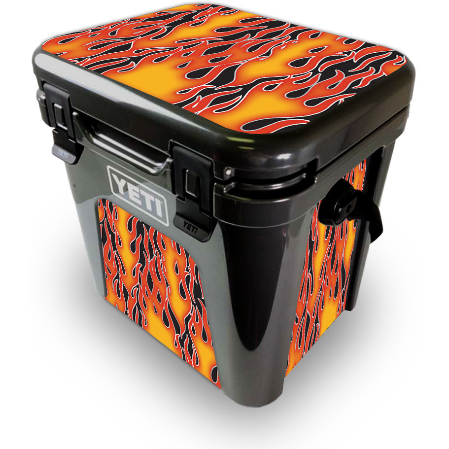MightySkins YEROAD24-Hot Flames Skin for Yeti Roadie 24 Hard cooler - Hot Flames