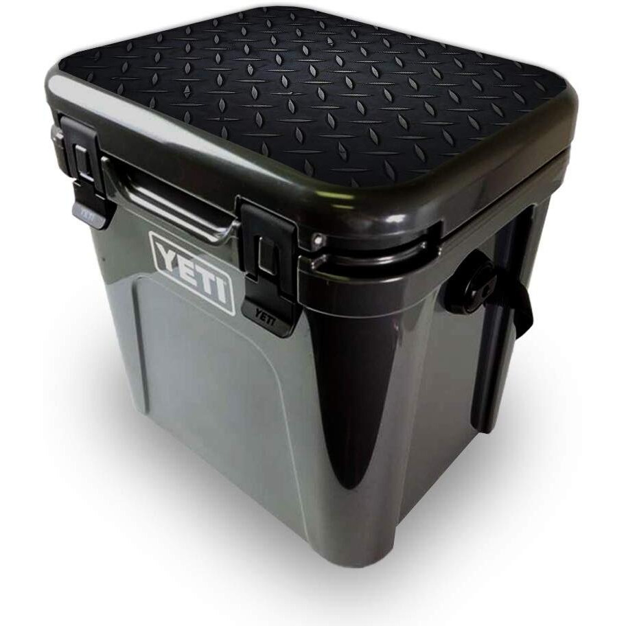 MightySkins YEROA24LID-Black Diamond Plate Skin for Yeti Roadie 24 Hard cooler Lid - Black Diamond Plate