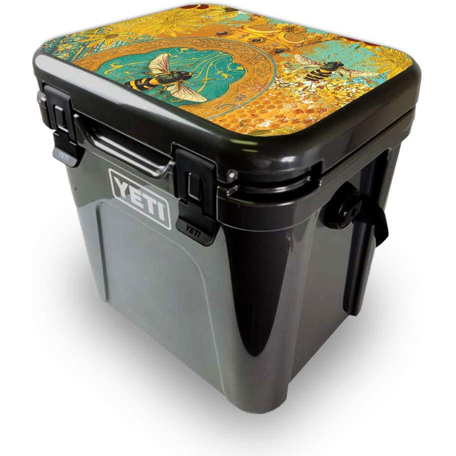 MightySkins YEROA24LID-Bee Queen Skin for Yeti Roadie 24 Hard cooler Lid - Bee Queen
