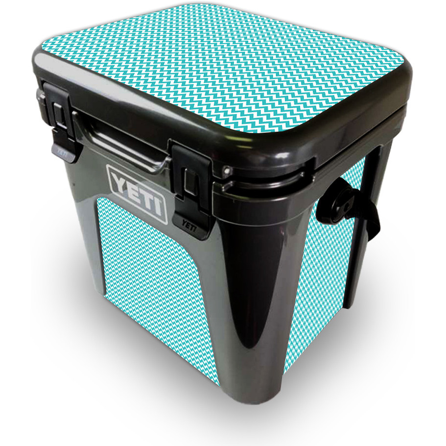 MightySkins YEROAD24-Turquoise chevron Skin for Yeti Roadie 24 Hard cooler - Turquoise chevron