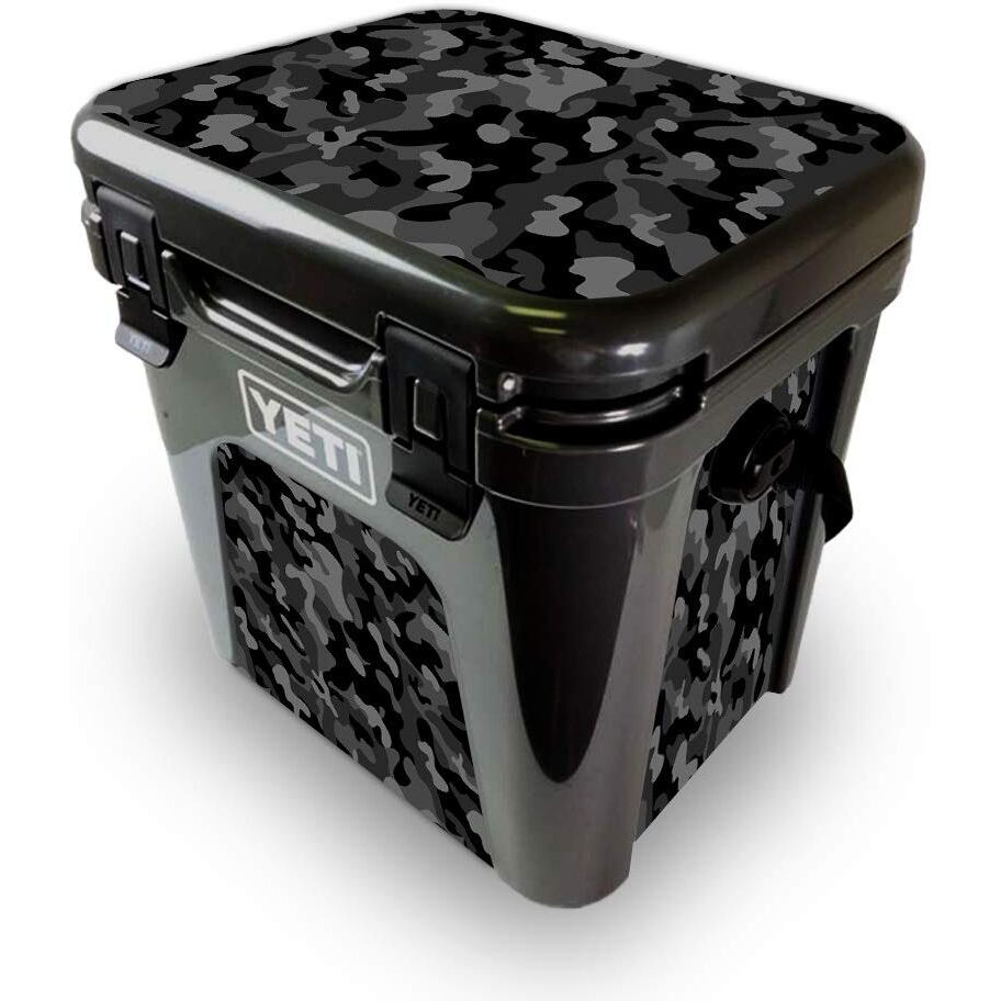 MightySkins YEROAD24-Black camo Skin for Yeti Roadie 24 Hard cooler - Black camo
