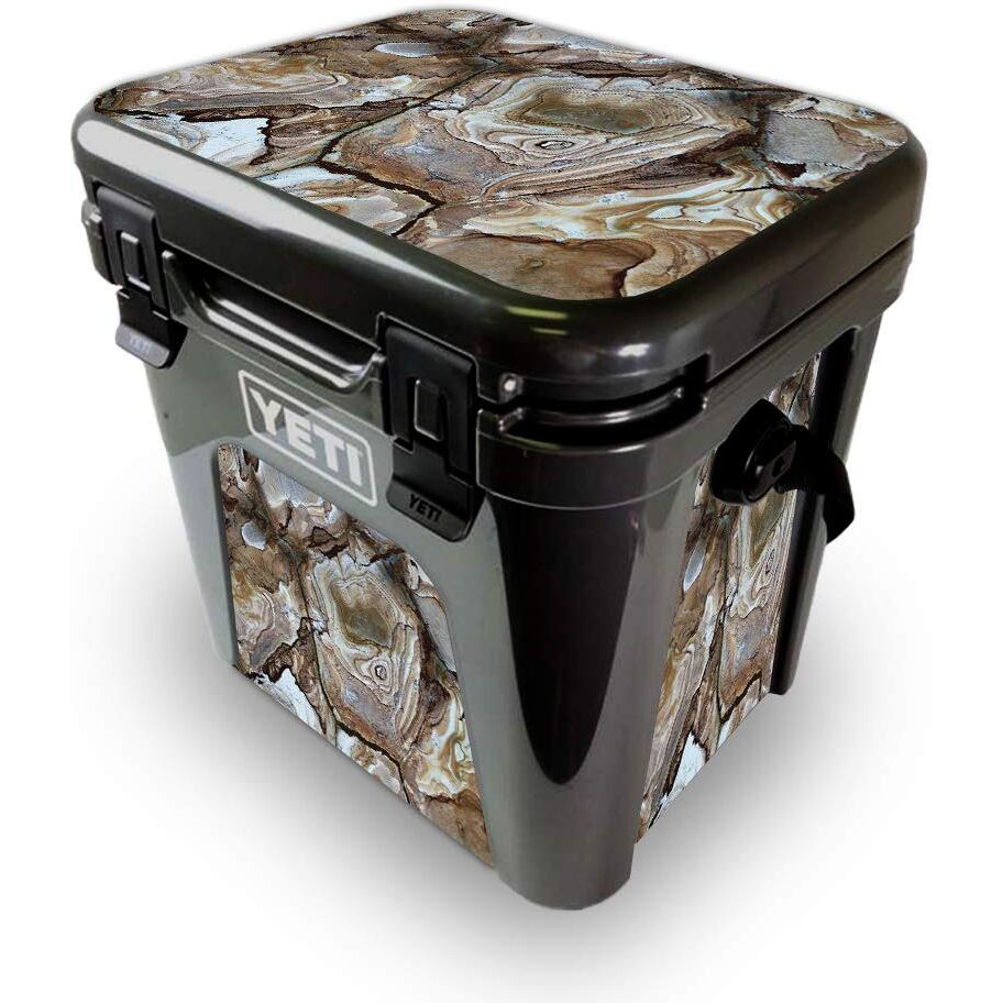 MightySkins YEROAD24-Brown Marble Skin for Yeti Roadie 24 Hard cooler - Brown Marble