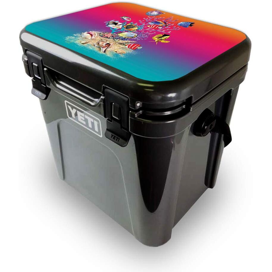 MightySkins YEROA24LID-coral garden Skin for Yeti Roadie 24 Hard cooler Lid - coral garden
