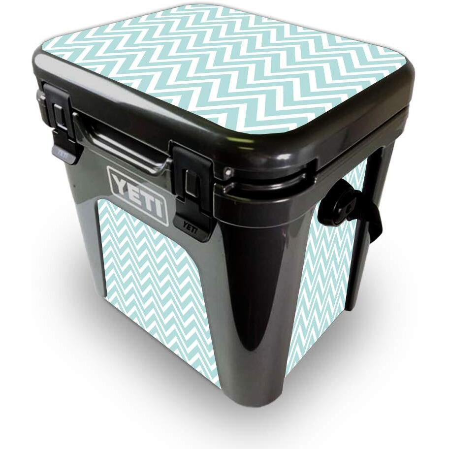 MightySkins YEROAD24-Aqua chevron Skin for Yeti Roadie 24 Hard cooler - Aqua chevron