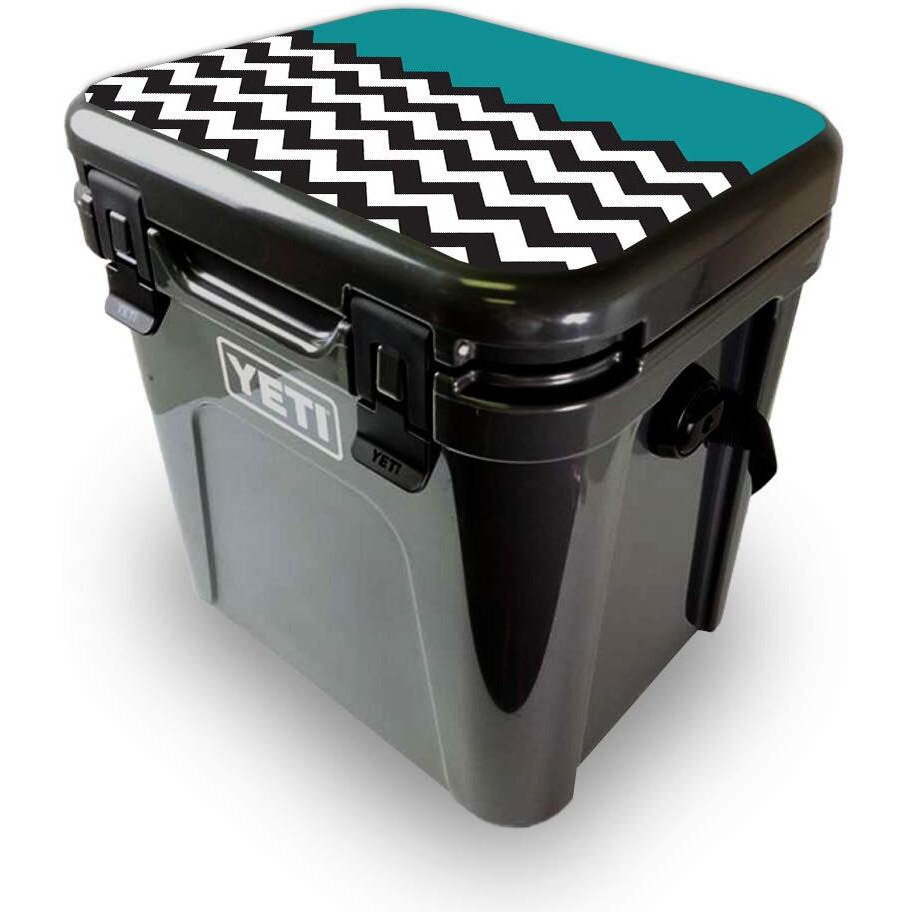 MightySkins YEROA24LID-Teal chevron Skin for Yeti Roadie 24 Hard cooler Lid - Teal chevron