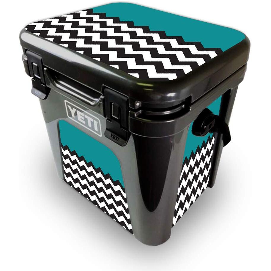 MightySkins YEROAD24-Teal chevron Skin for Yeti Roadie 24 Hard cooler - Teal chevron