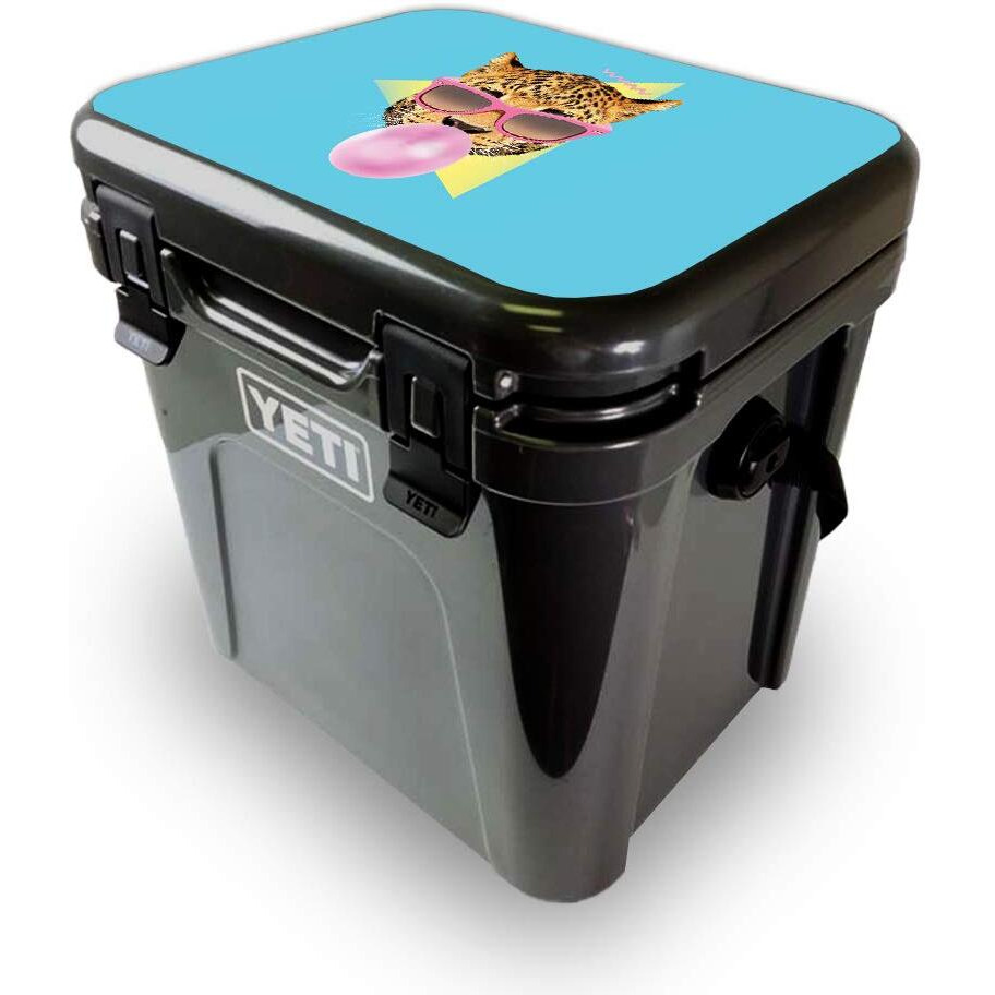 MightySkins YEROA24LID-Bubble gum cheetah Skin for Yeti Roadie 24 Hard cooler Lid - Bubble gum cheetah