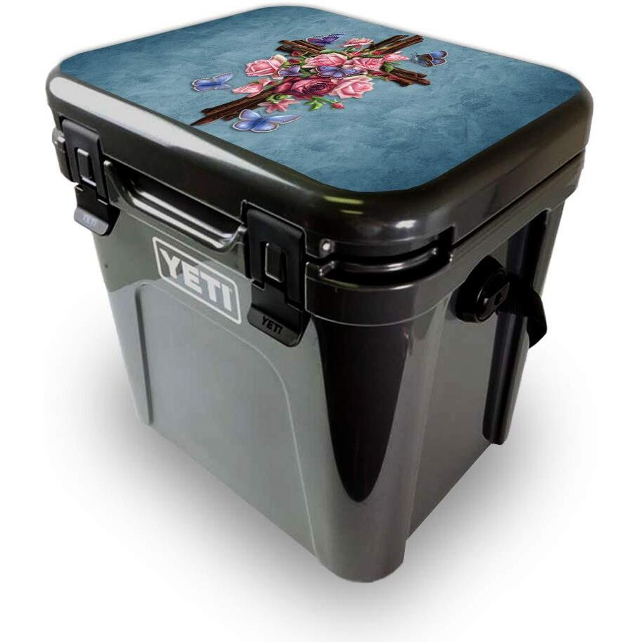 MightySkins YEROA24LID-Rose cross Skin for Yeti Roadie 24 Hard cooler Lid - Rose cross
