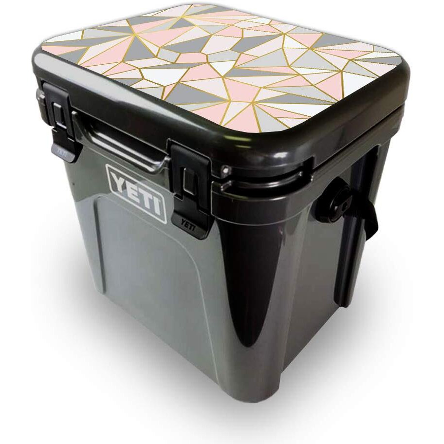 MightySkins YEROA24LID-Rose gold Polygon Skin for Yeti Roadie 24 Hard cooler Lid - Rose gold Polygon