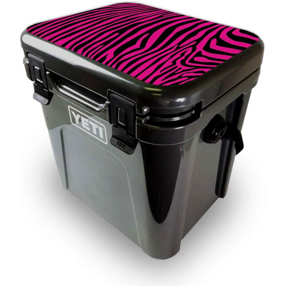 MightySkins YEROA24LID-Pink Zebra Skin for Yeti Roadie 24 Hard cooler Lid - Pink Zebra