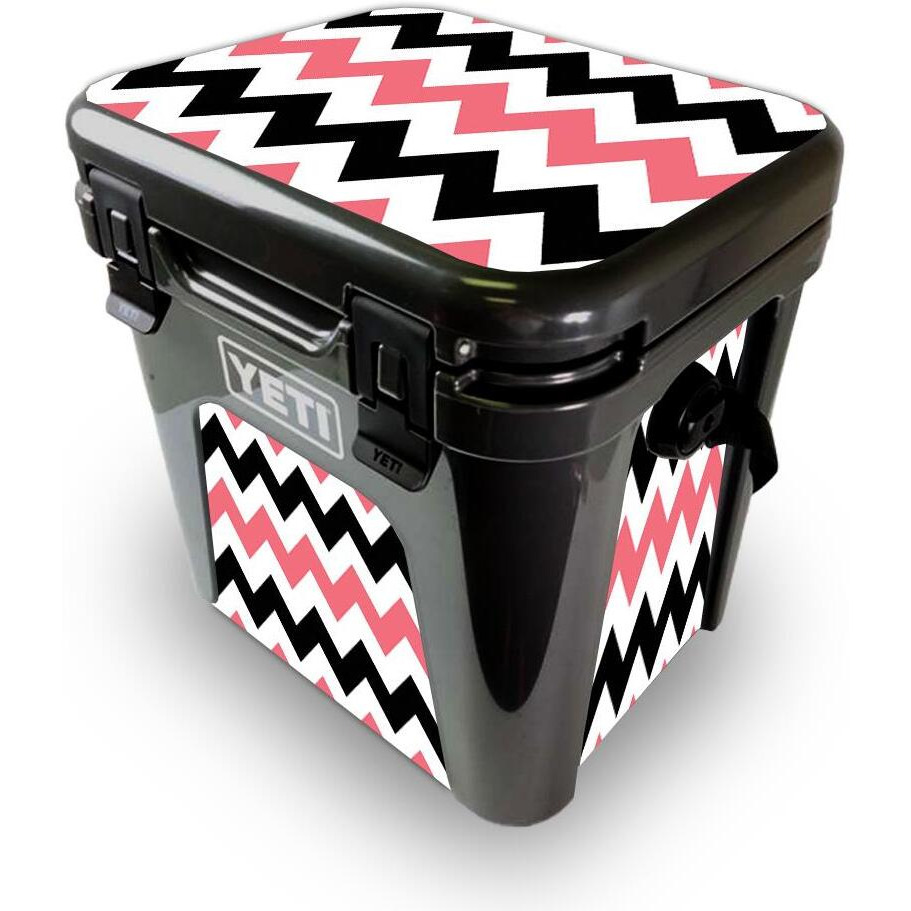 MightySkins YEROAD24-Black Pink chevron Skin for Yeti Roadie 24 Hard cooler - Black Pink chevron