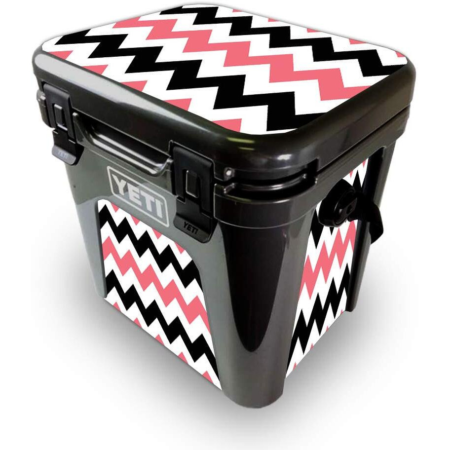 MightySkins YEROAD24-Black Pink chevron Skin for Yeti Roadie 24 Hard cooler - Black Pink chevron
