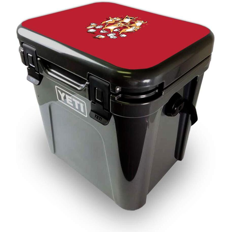 MightySkins YEROA24LID-cat coffee Party Skin for Yeti Roadie 24 Hard cooler Lid - cat coffee Party