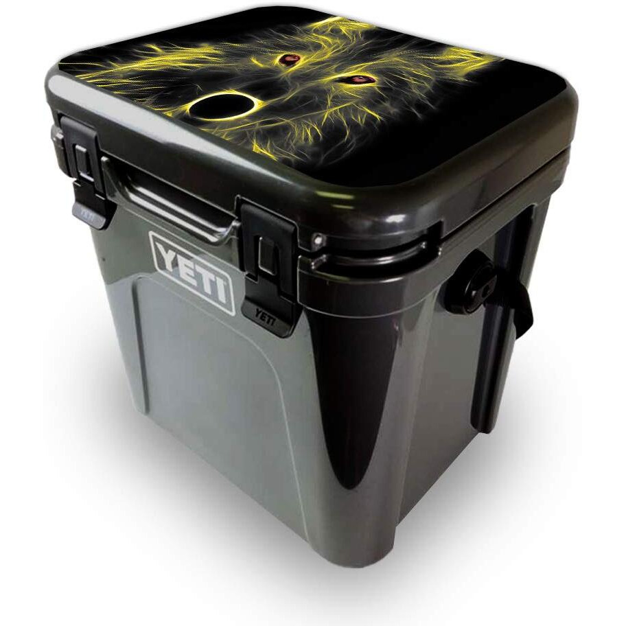 MightySkins YEROA24LID-Neon Wolf Skin for Yeti Roadie 24 Hard cooler Lid - Neon Wolf