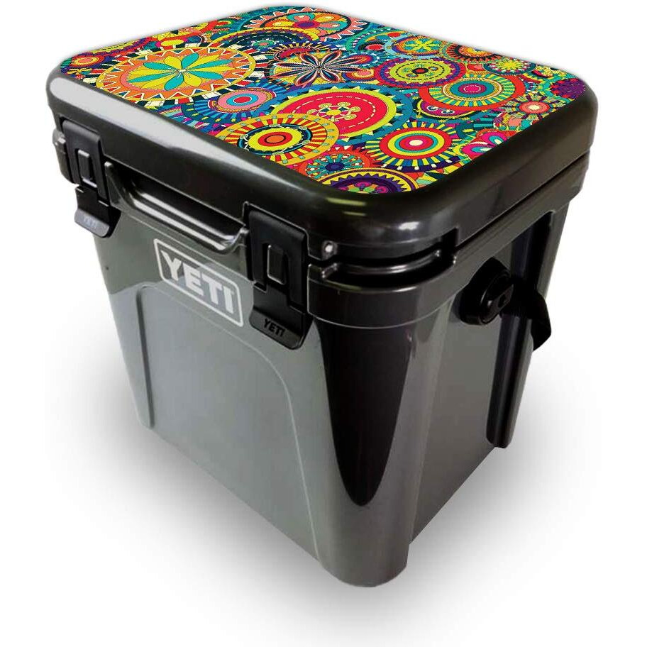 MightySkins YEROA24LID-Flower Wheels Skin for Yeti Roadie 24 Hard cooler Lid - Flower Wheels