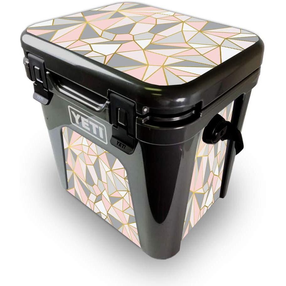 MightySkins YEROAD24-Rose gold Polygon Skin for Yeti Roadie 24 Hard cooler - Rose gold Polygon
