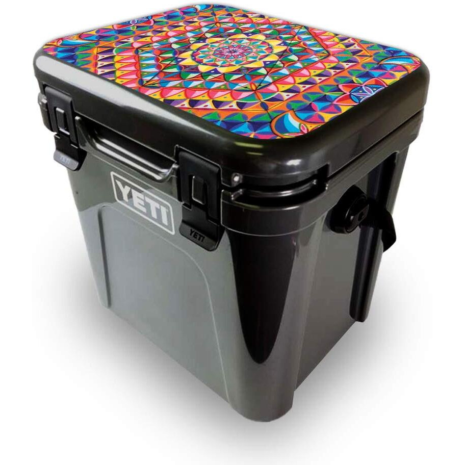 MightySkins YEROA24LID-Rainbow Kaleidoscope Skin for Yeti Roadie 24 Hard cooler Lid - Rainbow Kaleidoscope