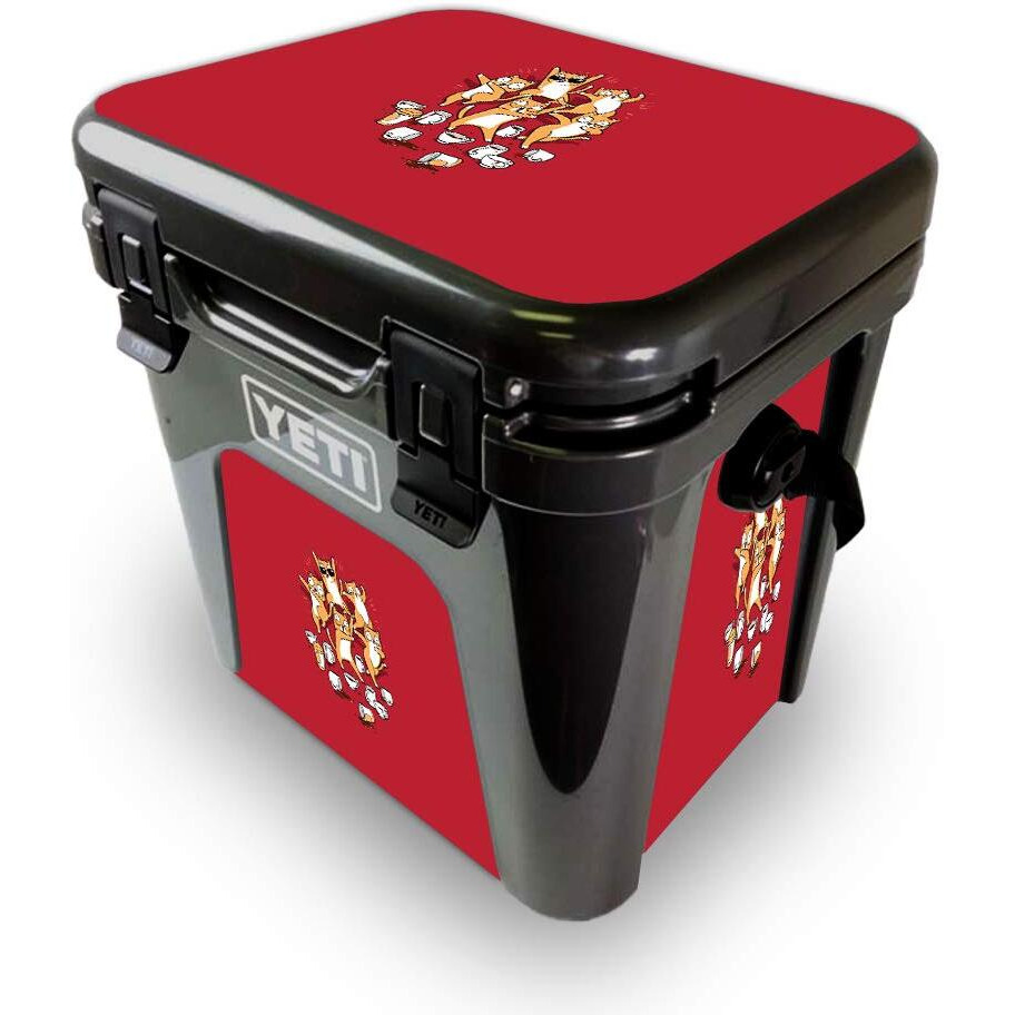 MightySkins YEROAD24-cat coffee Party Skin for Yeti Roadie 24 Hard cooler - cat coffee Party