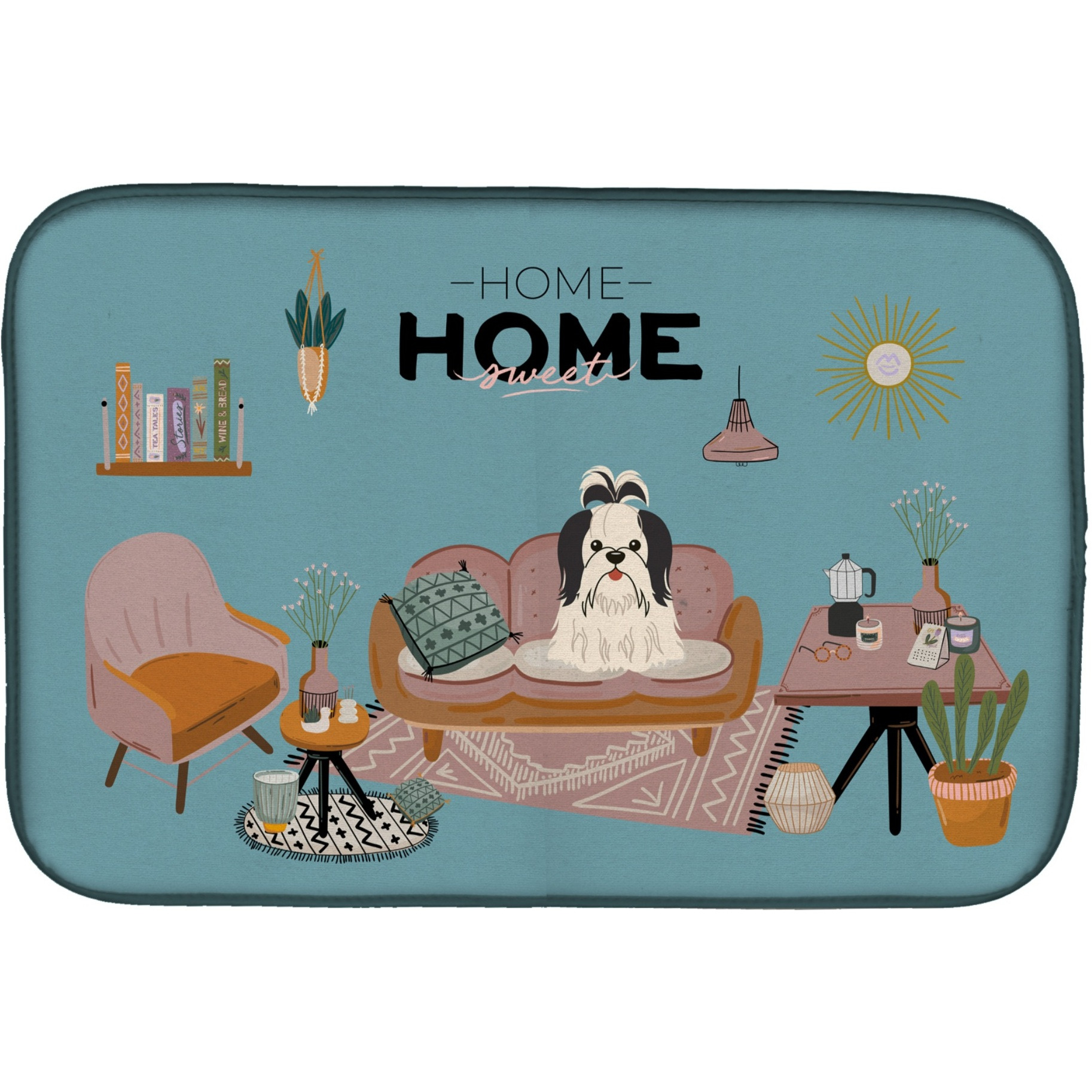 &quotCaroline's Treasures CK7933DDM Black White Shih Tzu Sweet Home dish-drying-mats, 14 x 21, Multicolor"