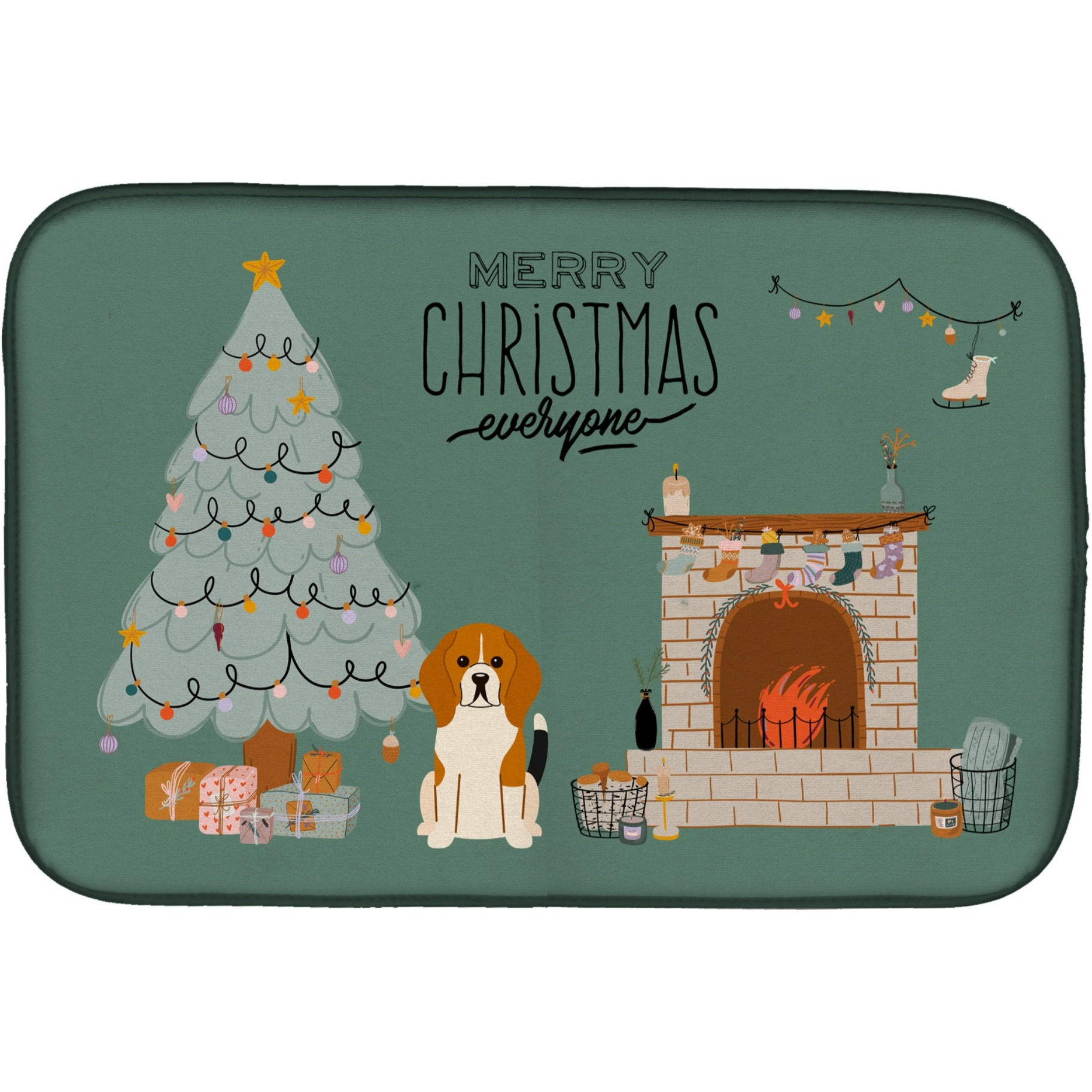 &quotCaroline's Treasures CK7603DDM Tricolor Beagle Christmas Everyone dish-drying-mats, 14 x 21, Multicolor"