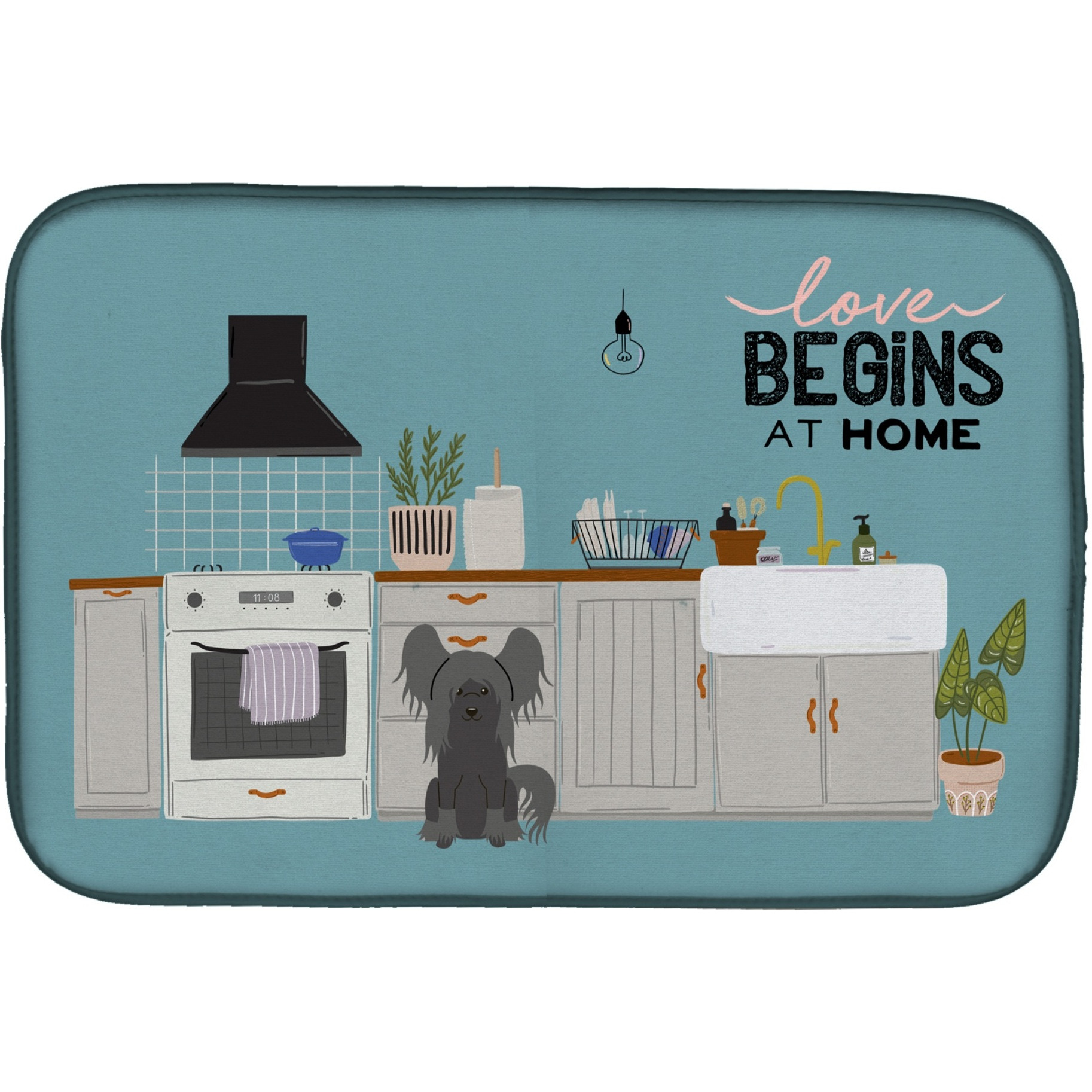 &quotCaroline's Treasures CK7816DDM Black Chinese Crested Kitchen Scene dish-drying-mats, 14 x 21, Multicolor"