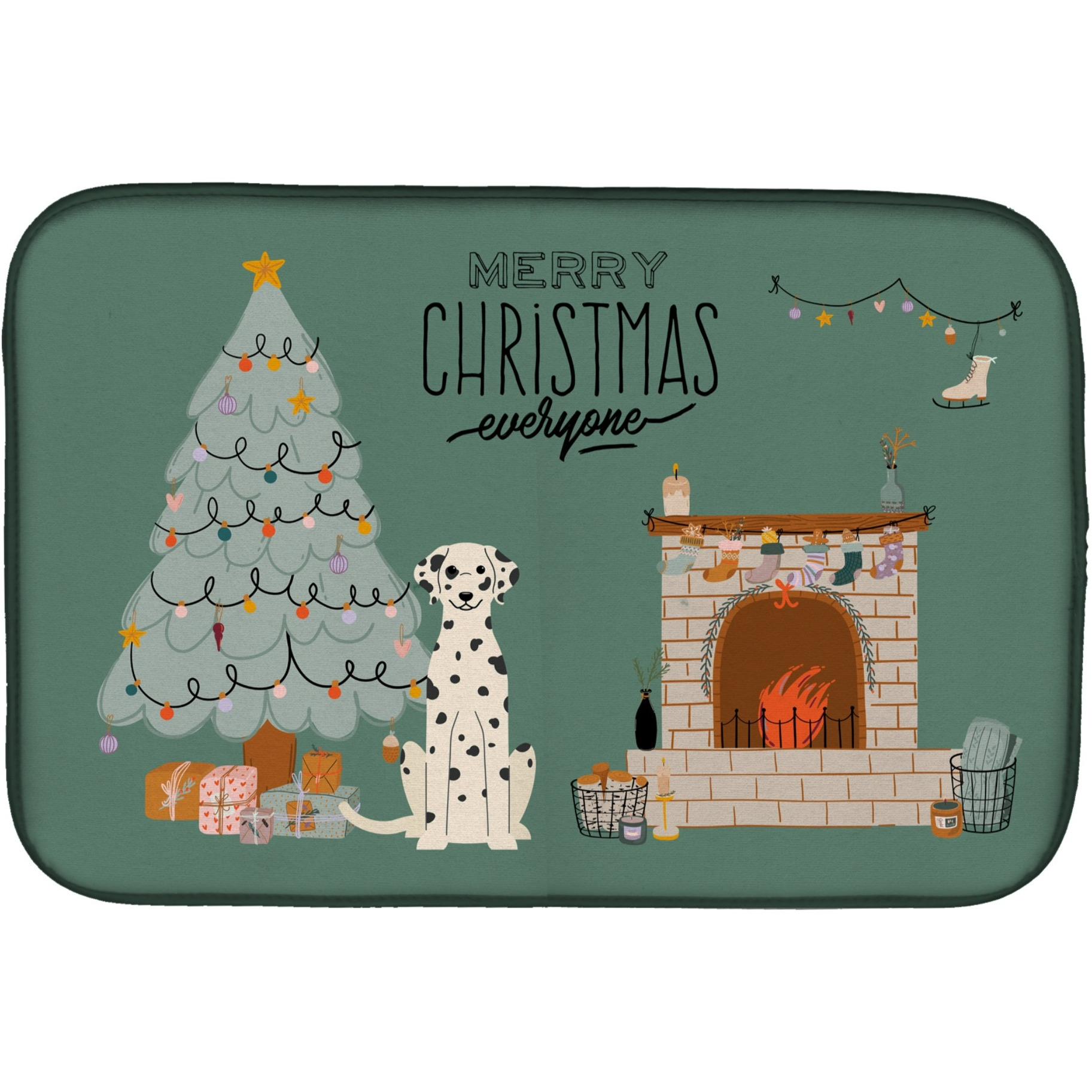 &quotCaroline's Treasures CK7660DDM Dalmatian Christmas Everyone dish-drying-mats, 14 x 21, Multicolor"