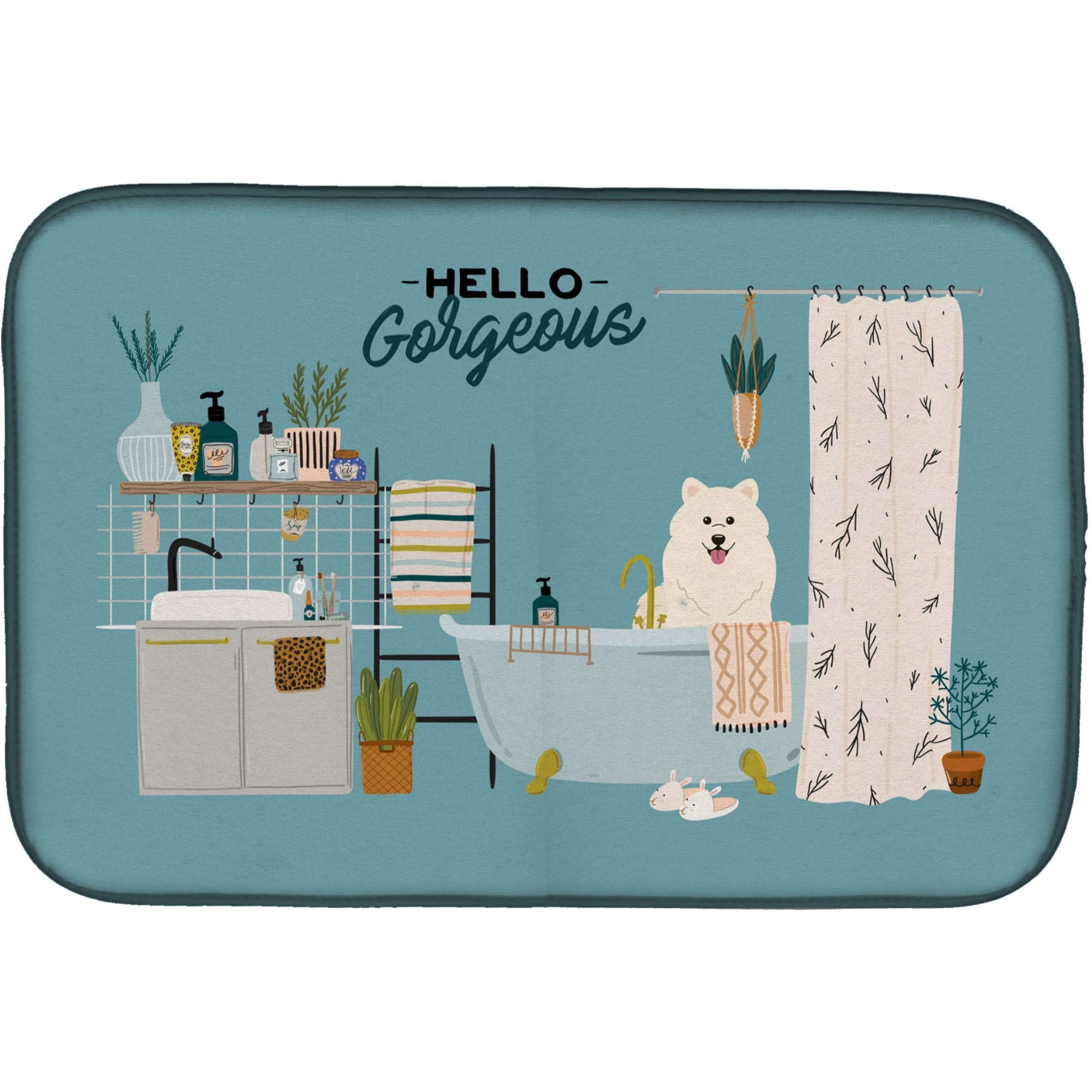 &quotCaroline's Treasures CK7452DDM Samoyed in Bathtub dish-drying-mats, 14 x 21, Multicolor"