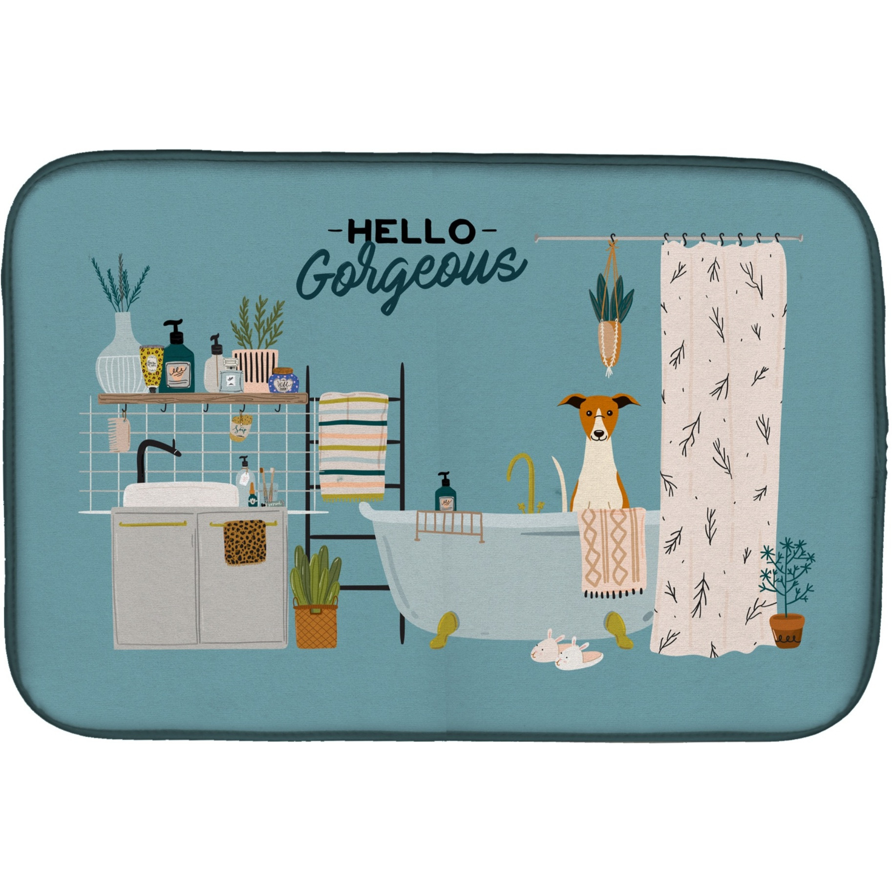 &quotCaroline's Treasures CK7521DDM Whippet in Bathtub dish-drying-mats, 14 x 21, Multicolor"